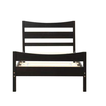 Twin Size Platform Bed Frame Foundation Slat Support -Dark Brown