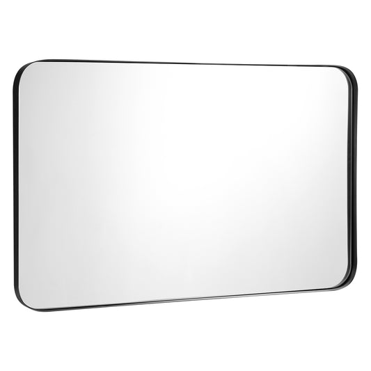 32 Inch x 20 Inch Metal Frame Wall-Mounted Rectangle Mirror-Black Kids Crystal