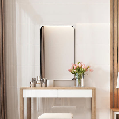 32 Inch x 20 Inch Metal Frame Wall-Mounted Rectangle Mirror-Black