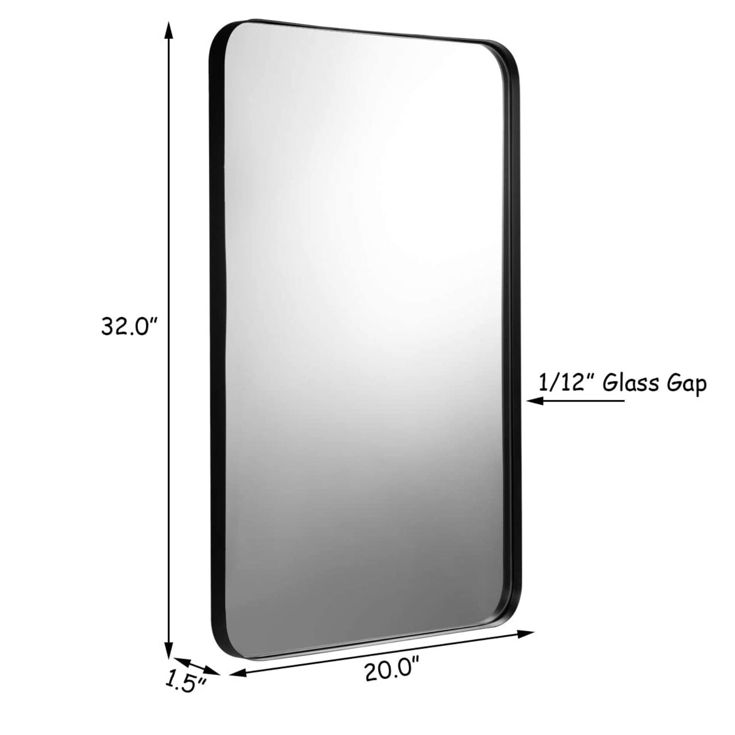 32 Inch x 20 Inch Metal Frame Wall-Mounted Rectangle Mirror-Black Kids Crystal