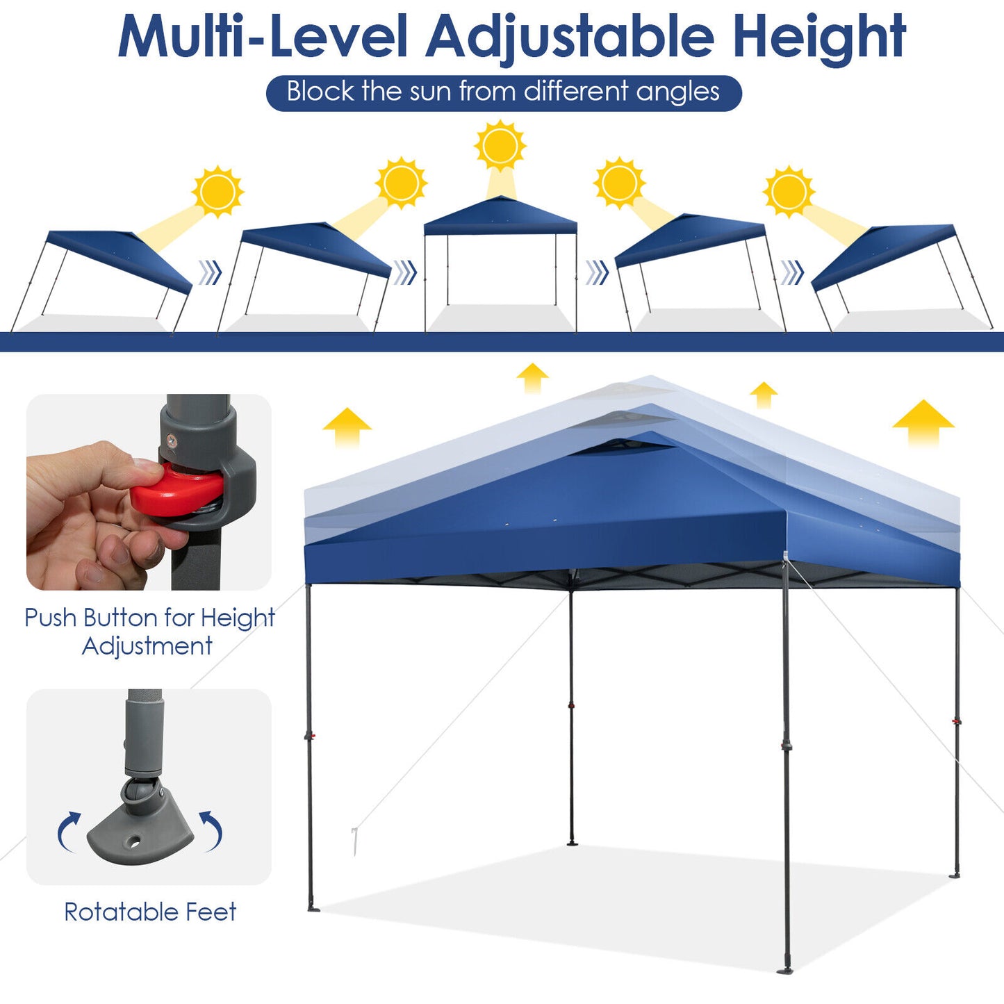10 x 10 Feet Foldable Outdoor Instant Pop-up Canopy with Carry Bag-Blue Kids Crystal