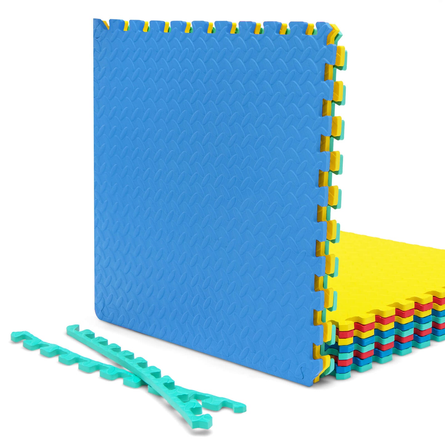 12 Pieces Puzzle Interlocking Flooring Mat with Anti-slip and Waterproof Surface-Multicolor Kids Crystal