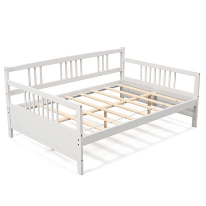 Full Size Daybed Frame with Guardrails-White