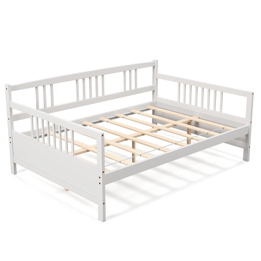 Full Size Daybed Frame with Guardrails-White Kids Crystal