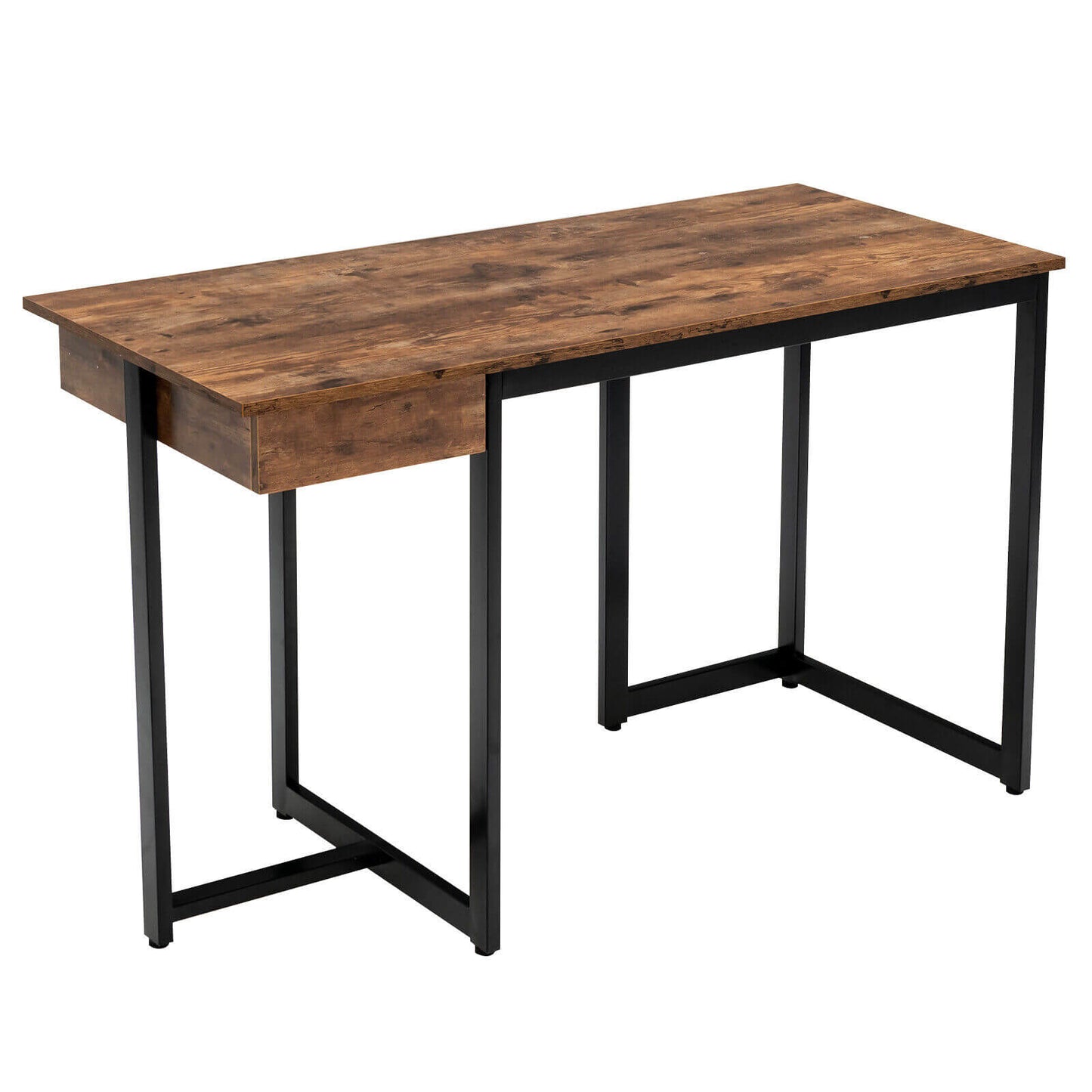 48 Inch Computer Desk with Metal Frame and Adjustable Pads-Brown Kids Crystal