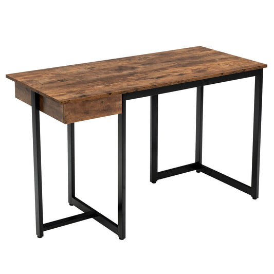 48 Inch Computer Desk with Metal Frame and Adjustable Pads-Brown Kids Crystal