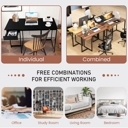 48 Inch Computer Desk with Metal Frame and Adjustable Pads-Black