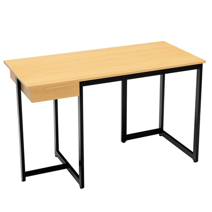 48 Inch Computer Desk with Metal Frame and Adjustable Pads-Natural