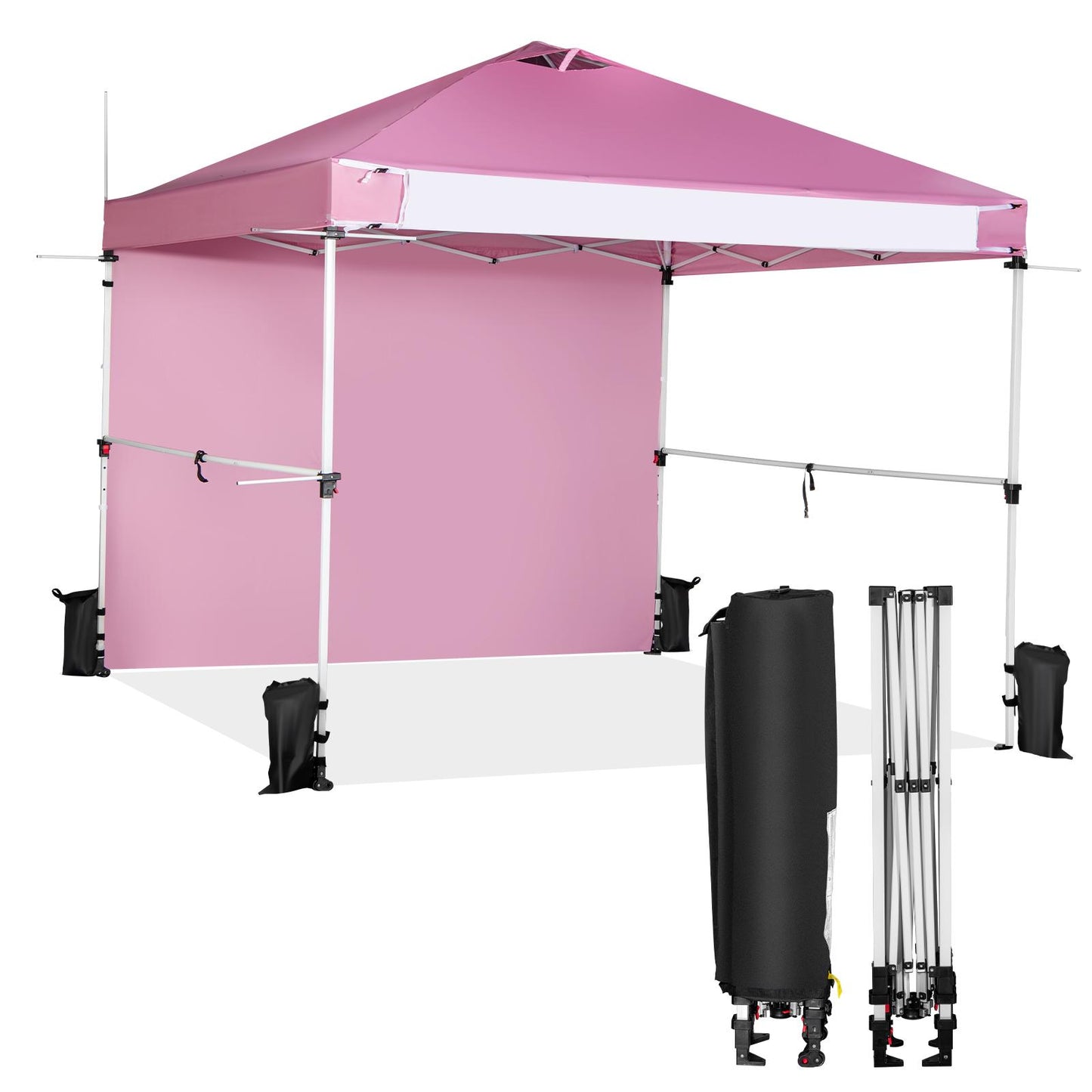 10 x 10 Feet Foldable Commercial Pop-up Canopy with Roller Bag and Banner Strip-Pink Kids Crystal