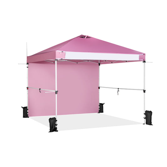 10 x 10 Feet Foldable Commercial Pop-up Canopy with Roller Bag and Banner Strip-Pink Kids Crystal