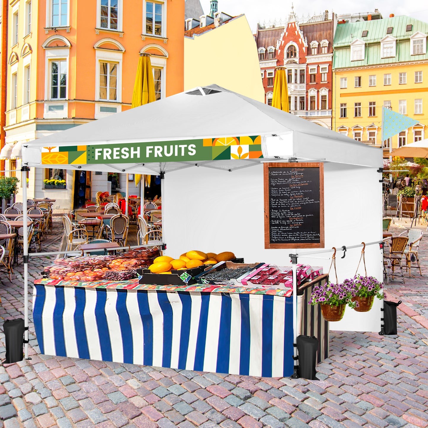 10 x 10 Feet Foldable Commercial Pop-up Canopy with Roller Bag and Banner Strip-White Kids Crystal