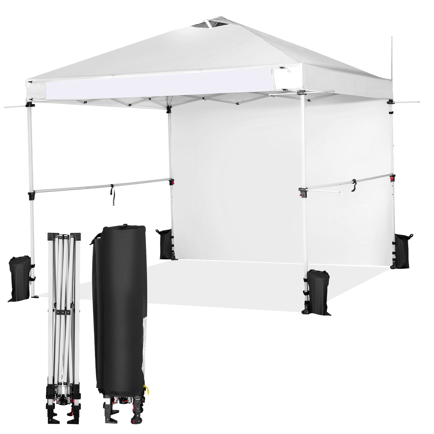 10 x 10 Feet Foldable Commercial Pop-up Canopy with Roller Bag and Banner Strip-White Kids Crystal