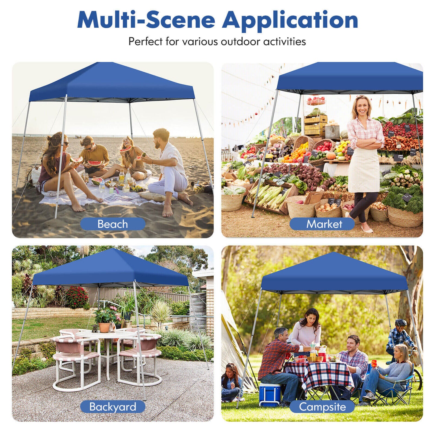 10 x 10 Feet Outdoor Instant Pop-up Canopy with Carrying Bag-Blue Kids Crystal