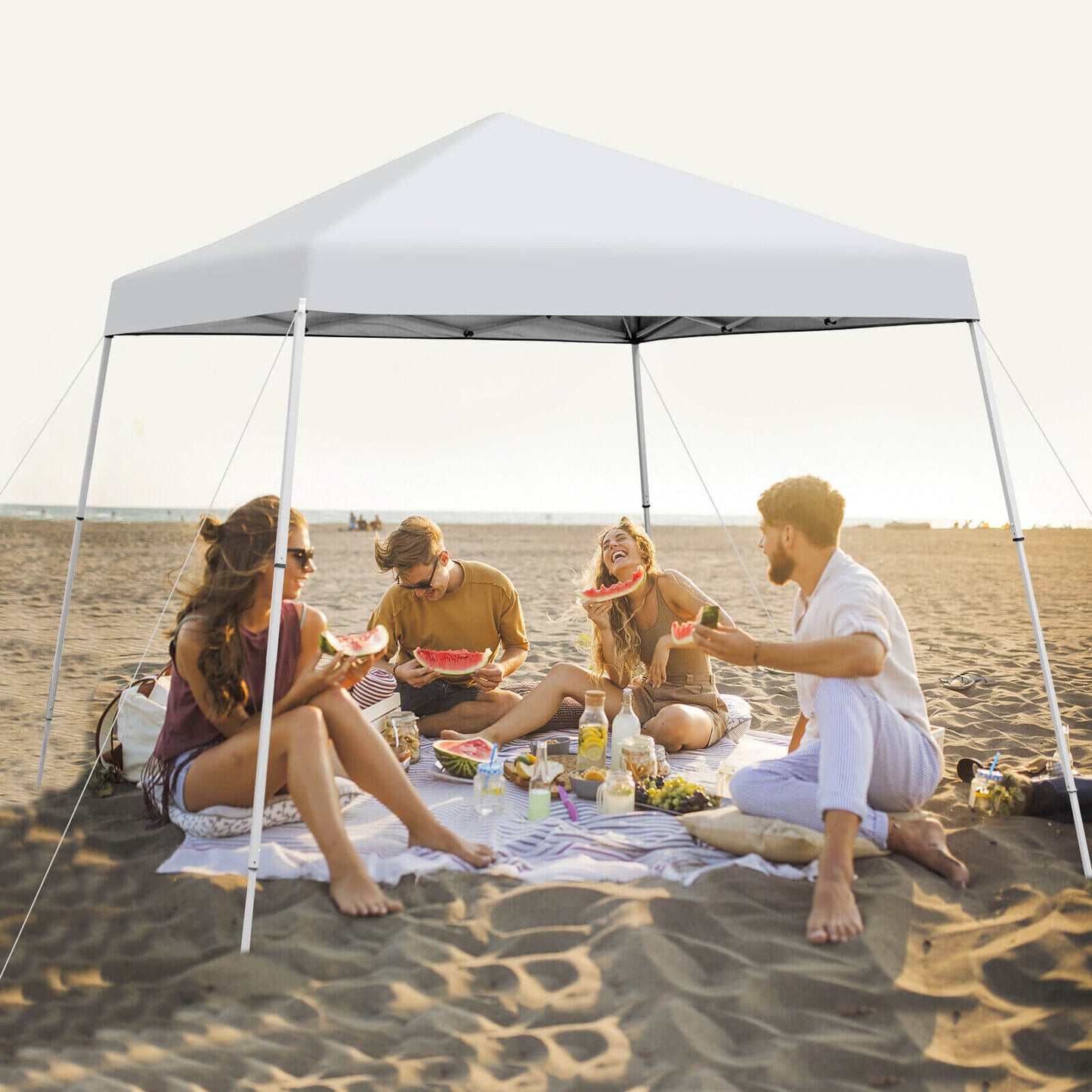 10 x 10 Feet Outdoor Instant Pop-up Canopy with Carrying Bag-White Kids Crystal