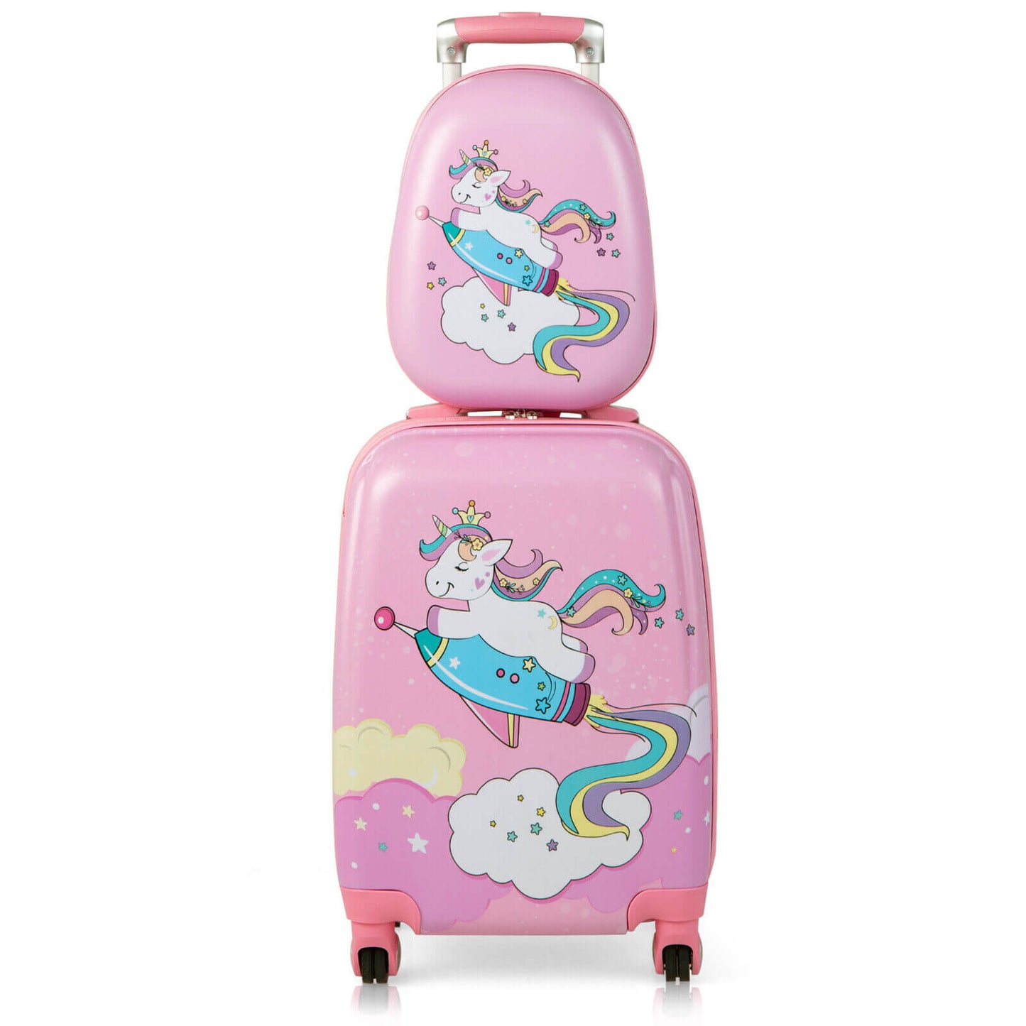 2 Pieces 18 Inch Kids Luggage Set with 12 Inch Backpack Kids Crystal