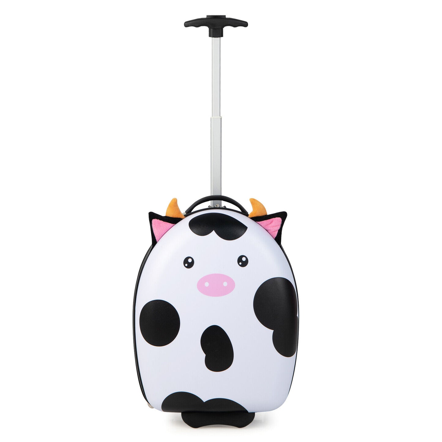 16 Inch Kids Rolling Luggage with 2 Flashing Wheels and Telescoping Handle-Black & White Kids Crystal