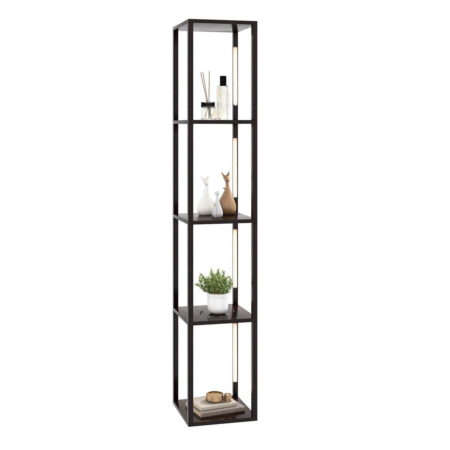 64 Inches Floor Lamp with 3-Level Dimmable LED Bulbs and Rotatable LED Poles-Walnut Kids Crystal