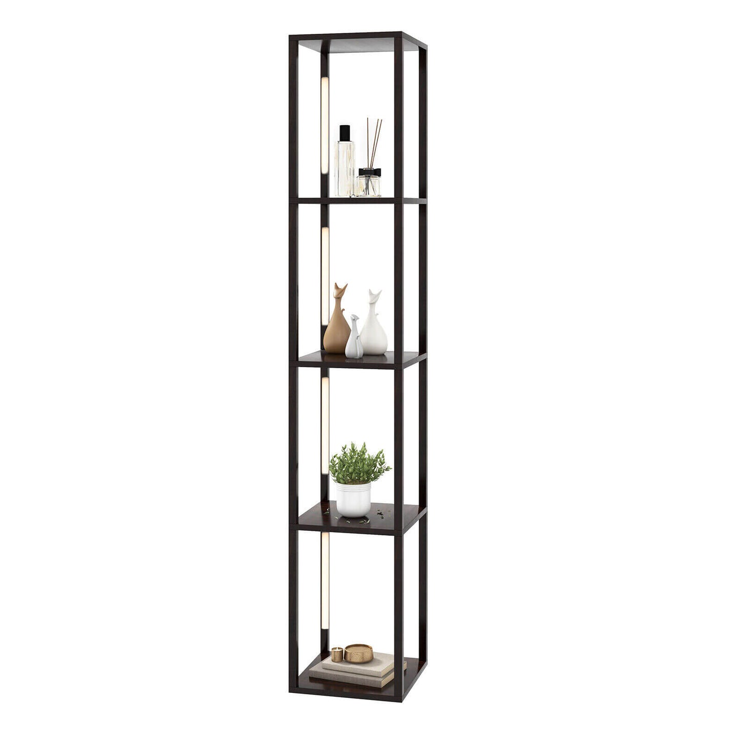 64 Inches Floor Lamp with 3-Level Dimmable LED Bulbs and Rotatable LED Poles-Walnut Kids Crystal