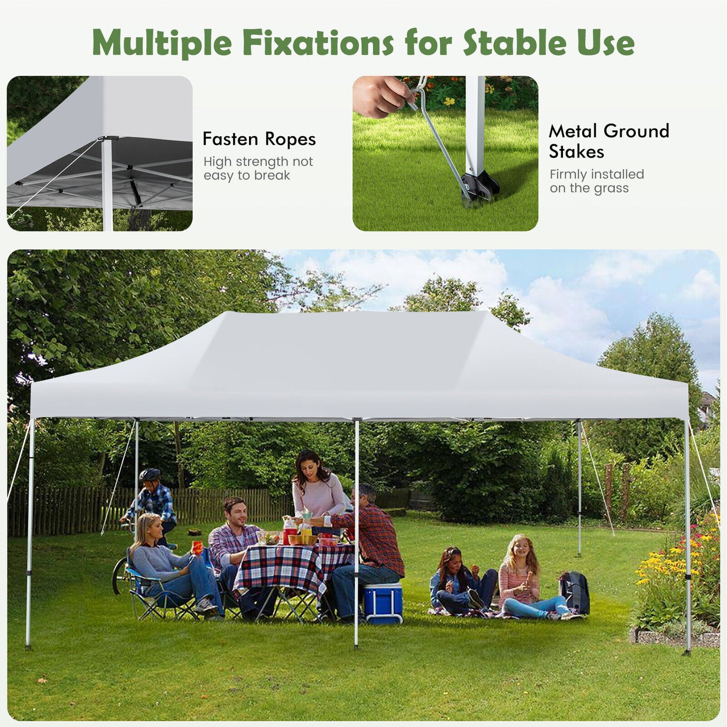 10 x 20 Feet Outdoor Pop-Up Patio Folding Canopy Tent-White Kids Crystal