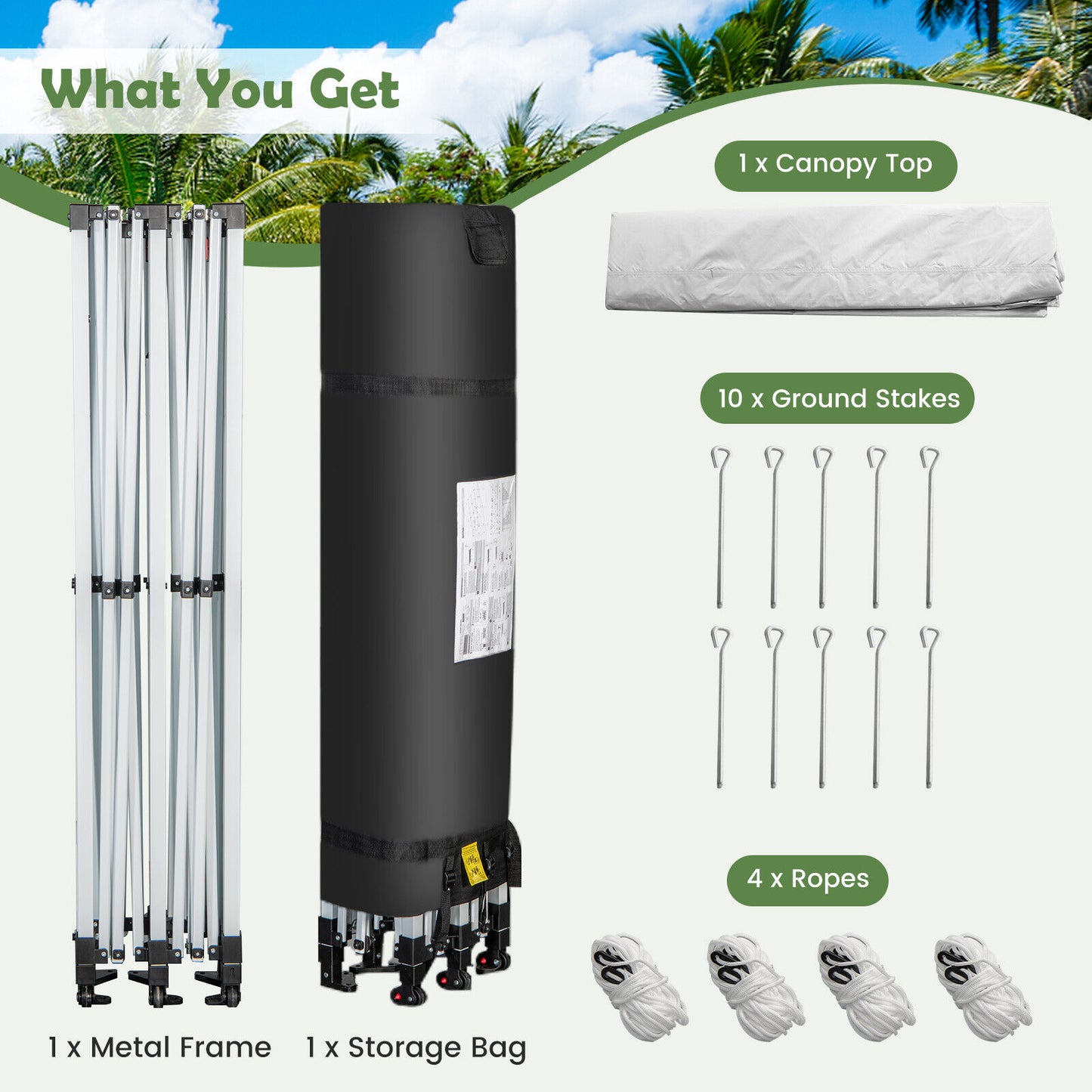 10 x 20 Feet Outdoor Pop-Up Patio Folding Canopy Tent-White Kids Crystal