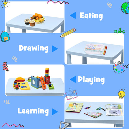 3 Pieces Toddler Multi Activity Play Dining Study Kids Table and Chair Set-Blue