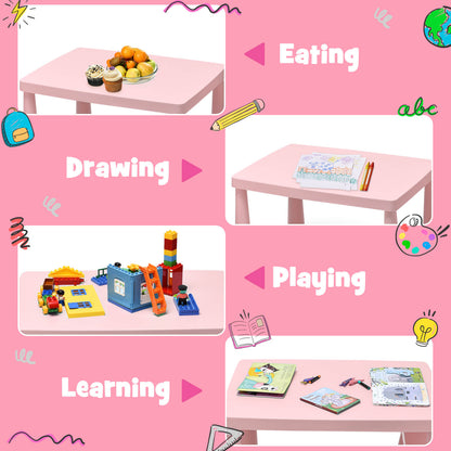 3 Pieces Toddler Multi Activity Play Dining Study Kids Table and Chair Set-Pink