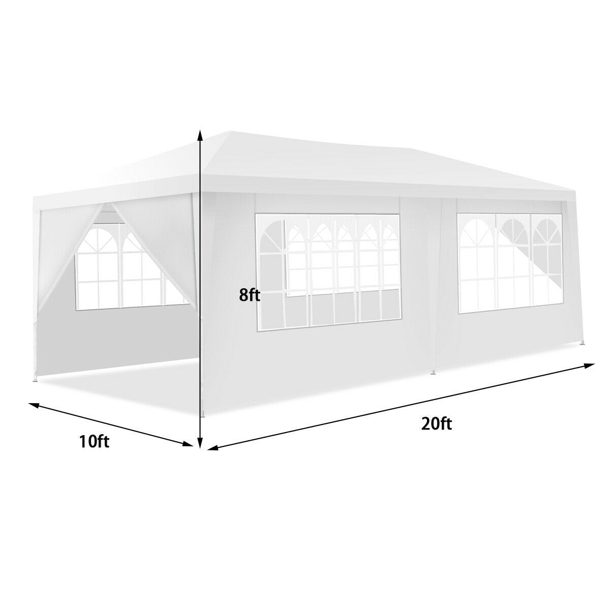 10 x 20 Feet 6 Sidewalls Canopy Tent with Carry Bag-White Kids Crystal