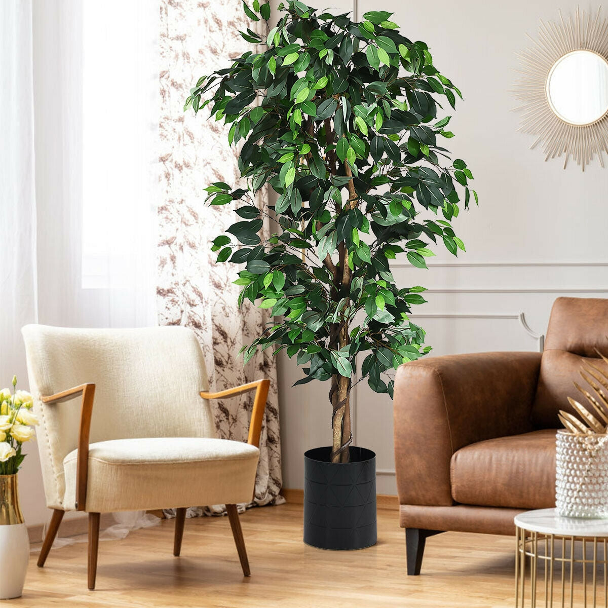 6 Feet Artificial Ficus Silk Tree Kids Crystal