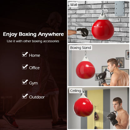 18 Inch 110 Pound Heavy Punching Water Aqua Bag with Adjustable Metal Chain-Red