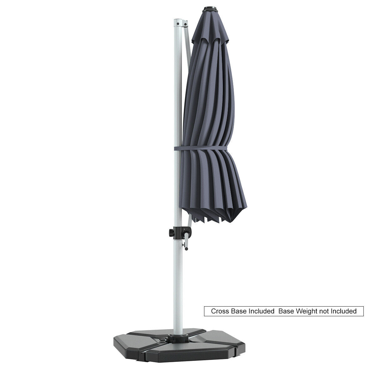 11 Feet Patio Offset Cantilever Umbrella 360° Rotation Aluminum Tilt-Gray Kids Crystal