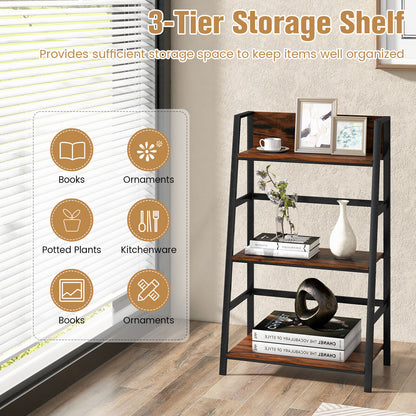 3-Tier Ladder Industrial Bookshelf