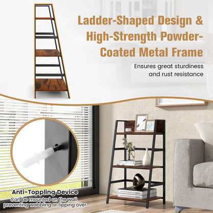 3-Tier Ladder Industrial Bookshelf