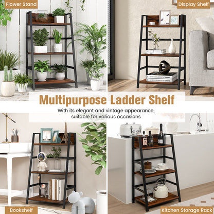 3-Tier Ladder Industrial Bookshelf
