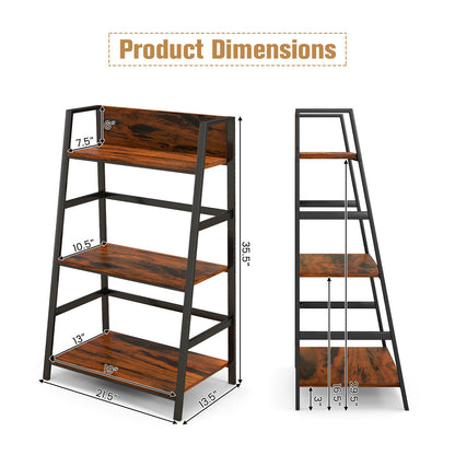 3-Tier Ladder Industrial Bookshelf