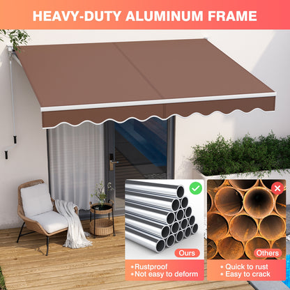 8 x 6.6 Feet Patio Retractable Awning withManual Crank Handle-Coffee