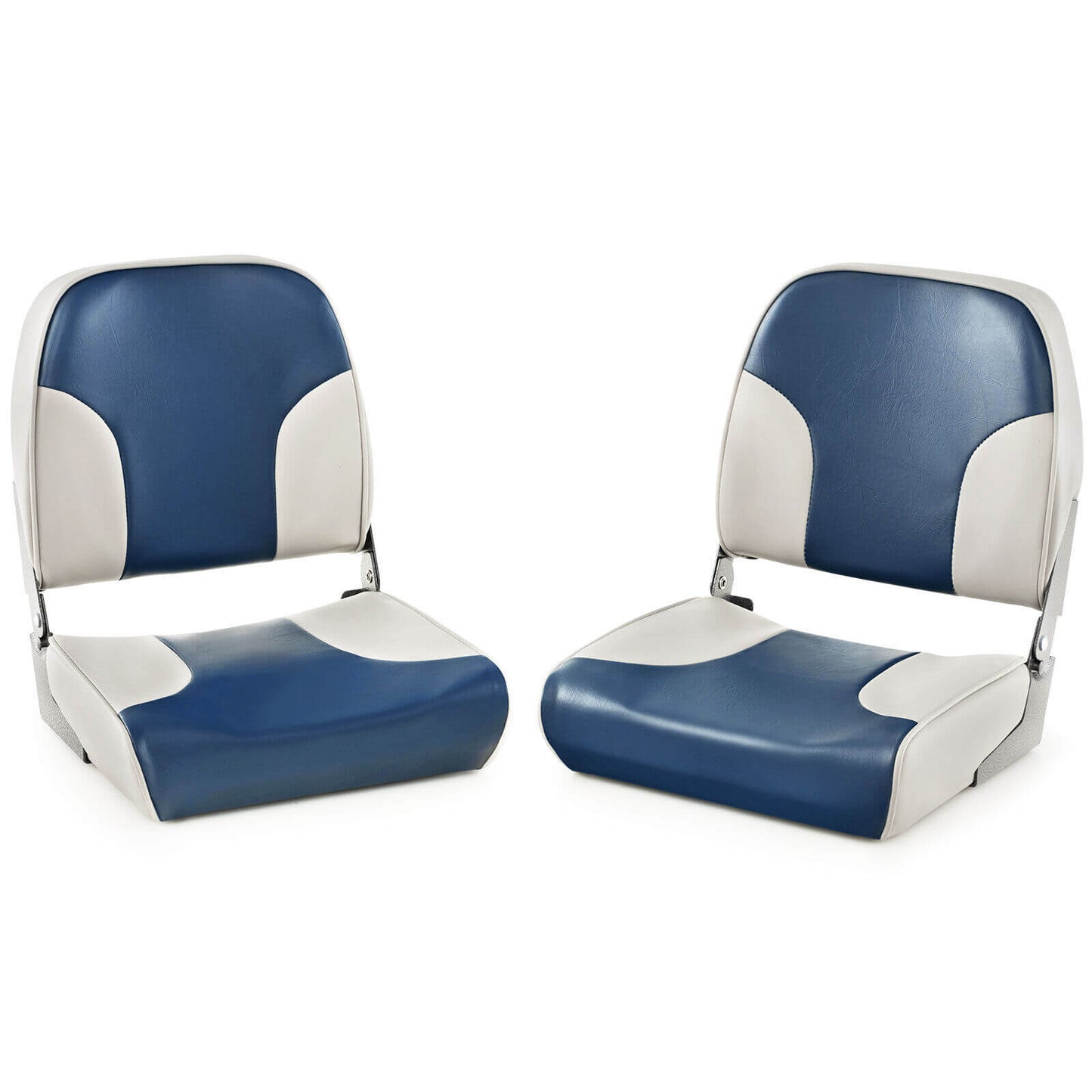 2 Pieces Low Back Boat Seat Set with Sponge Padding and Aluminum Hinges-Blue Kids Crystal