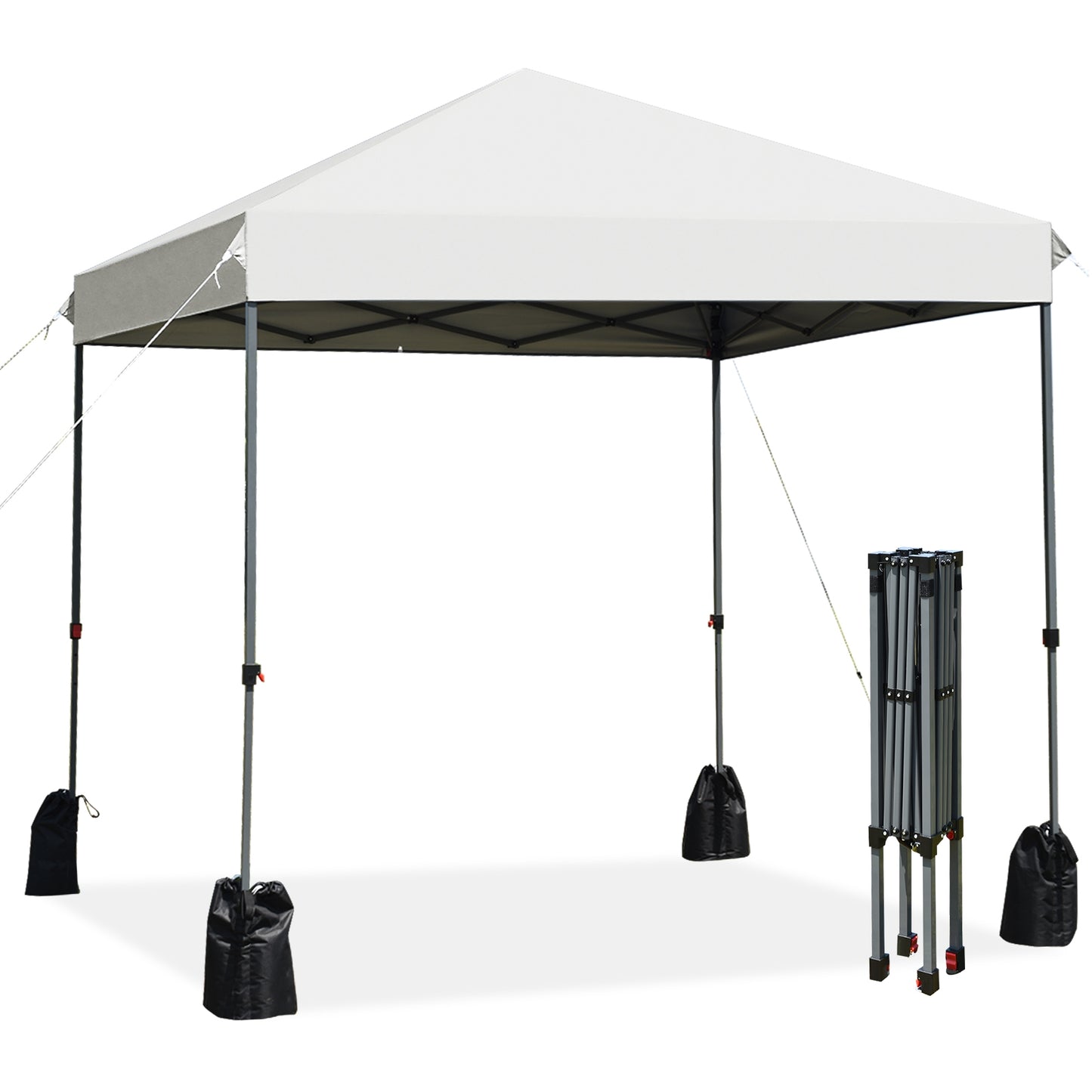 8’x8' Outdoor Pop up Canopy Tent  w/Roller Bag-White Kids Crystal