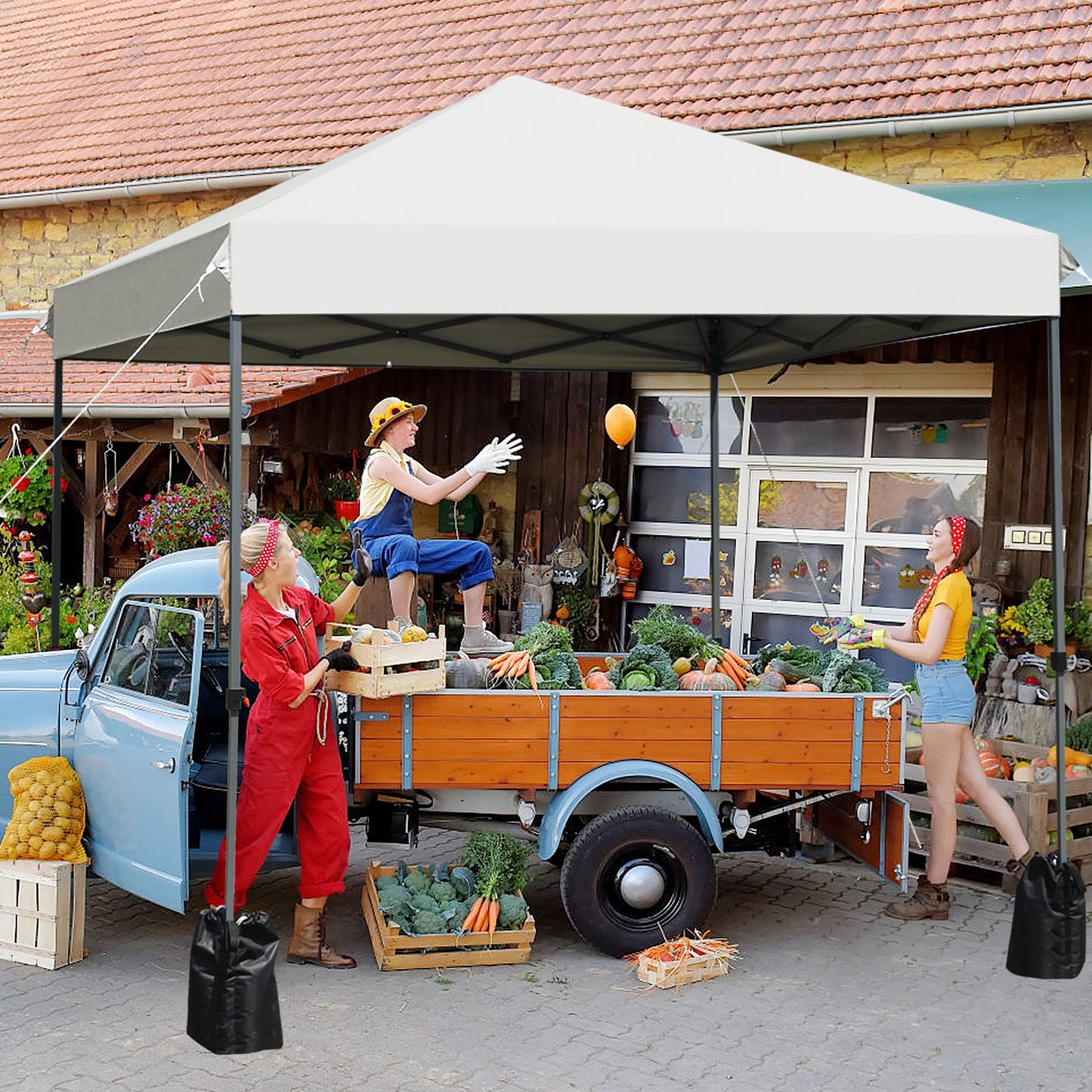 8’x8' Outdoor Pop up Canopy Tent  w/Roller Bag-White Kids Crystal