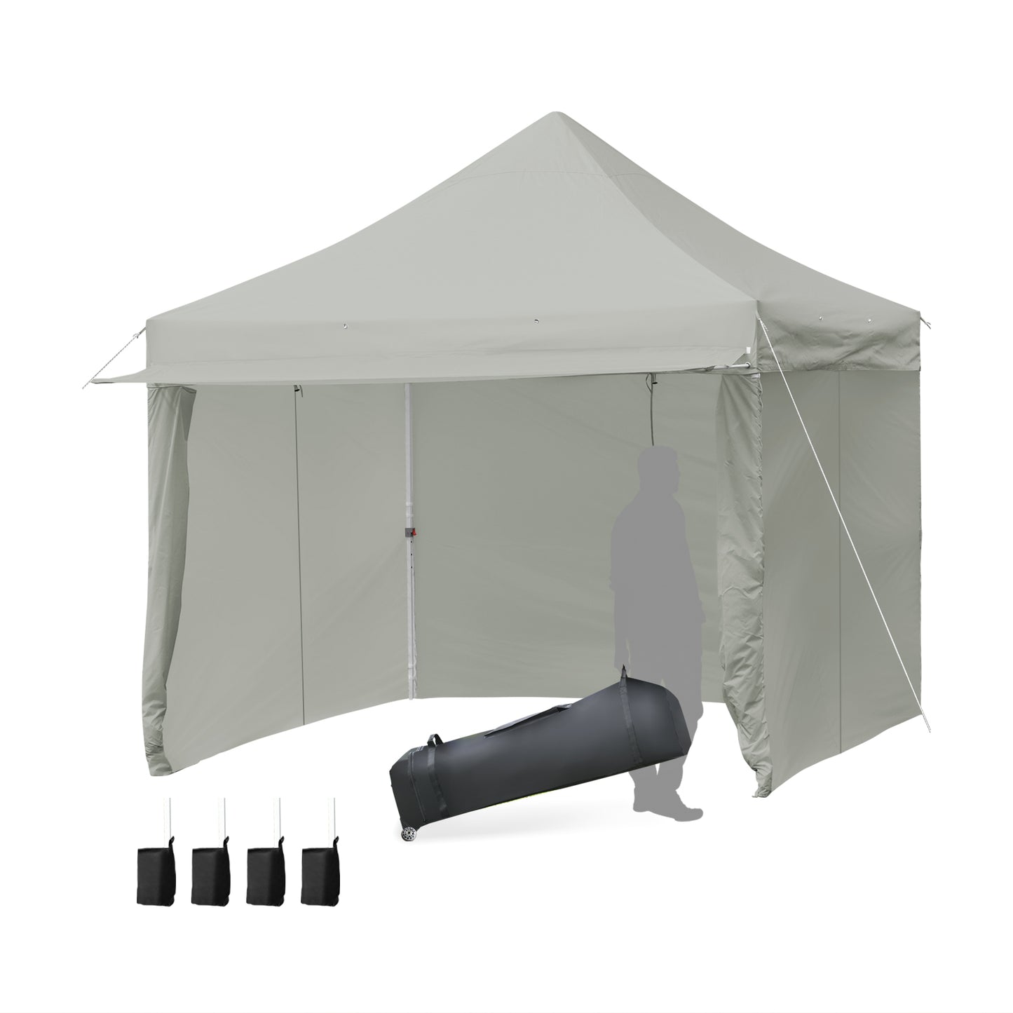 10 x 10 Feet Pop up Gazebo with 4 Height and Adjust Folding Awning-Gray Kids Crystal