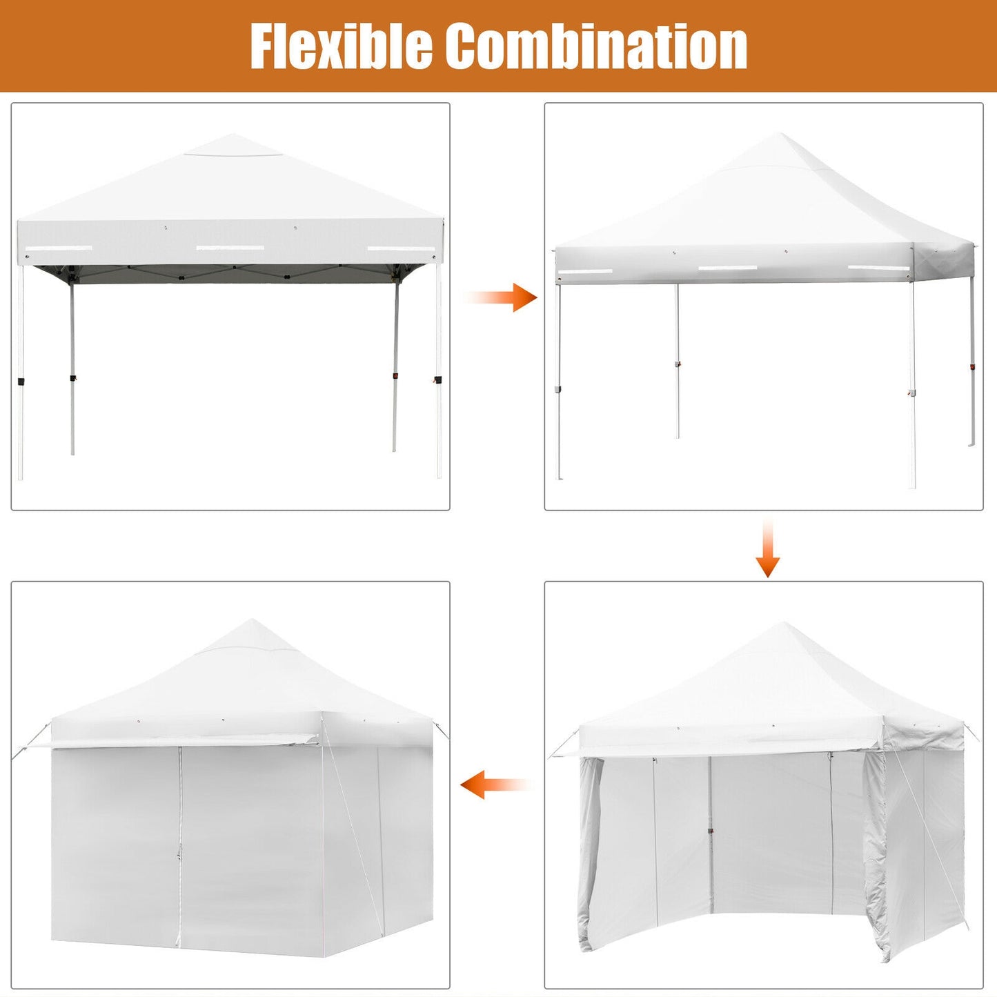10 x 10 Feet Pop up Gazebo with 4 Height and Adjust Folding Awning-White Kids Crystal