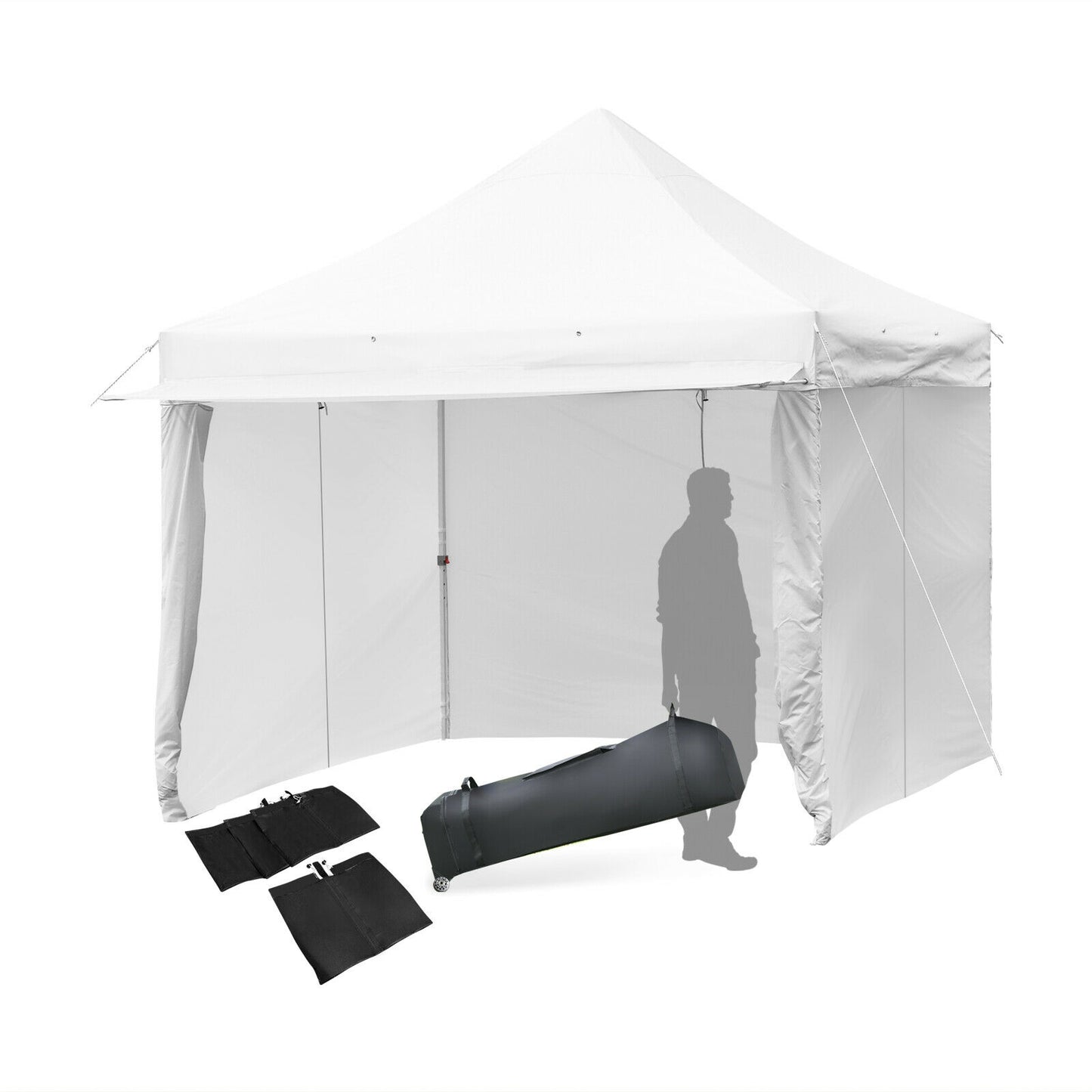 10 x 10 Feet Pop up Gazebo with 4 Height and Adjust Folding Awning-White Kids Crystal
