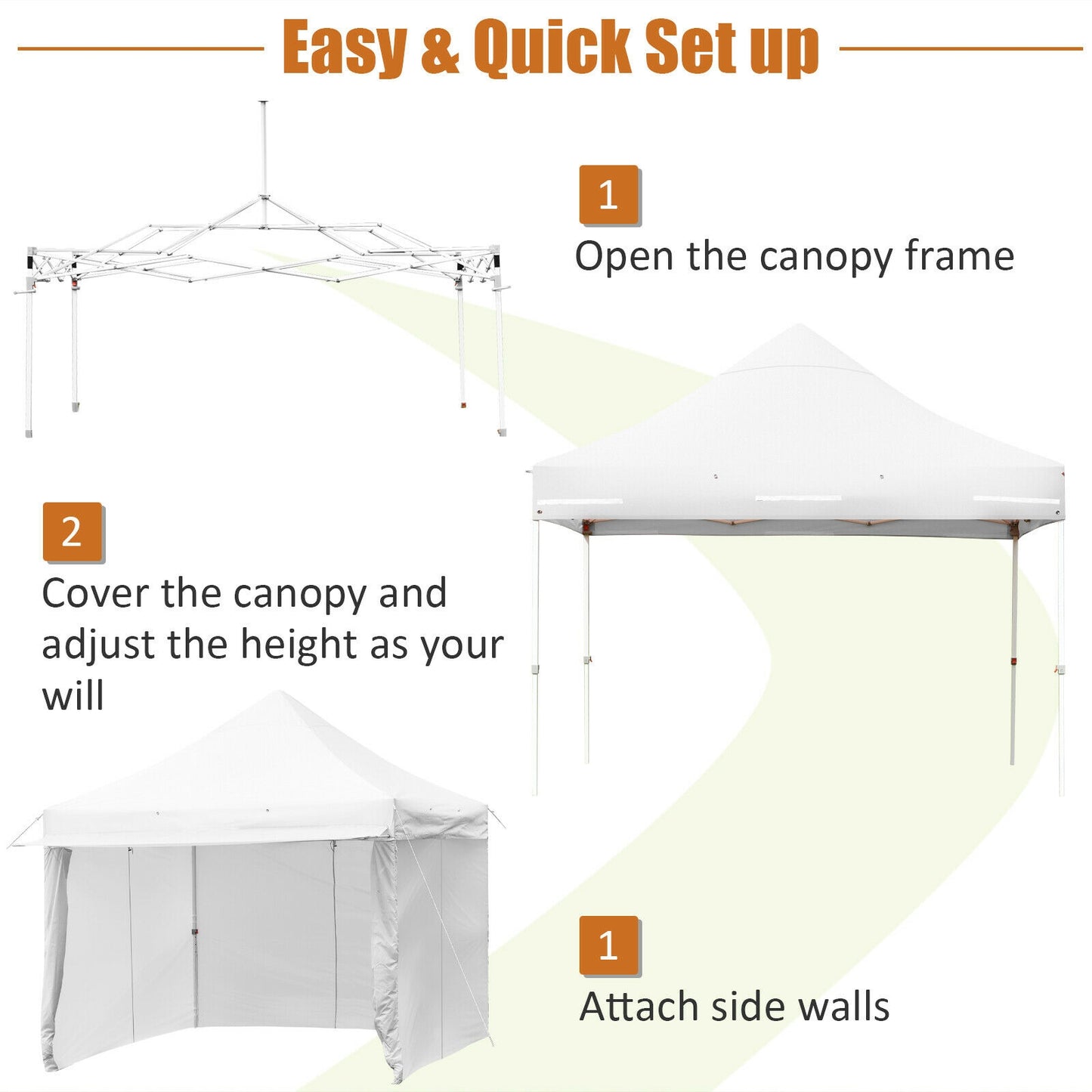 10 x 10 Feet Pop up Gazebo with 4 Height and Adjust Folding Awning-White Kids Crystal