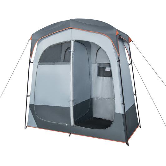 2 Rooms Oversize Privacy Shower Tent with Removable Rain Fly and Inside Pocket-Gray Kids Crystal