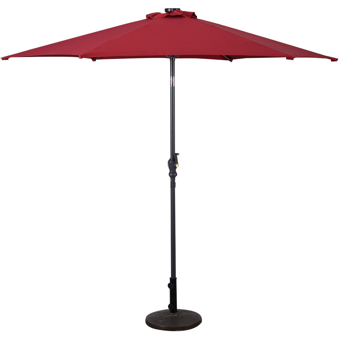 9' Solar LED Lighted Patio Market Umbrella Tilt Adjustment Crank Lift -Burgundy Kids Crystal