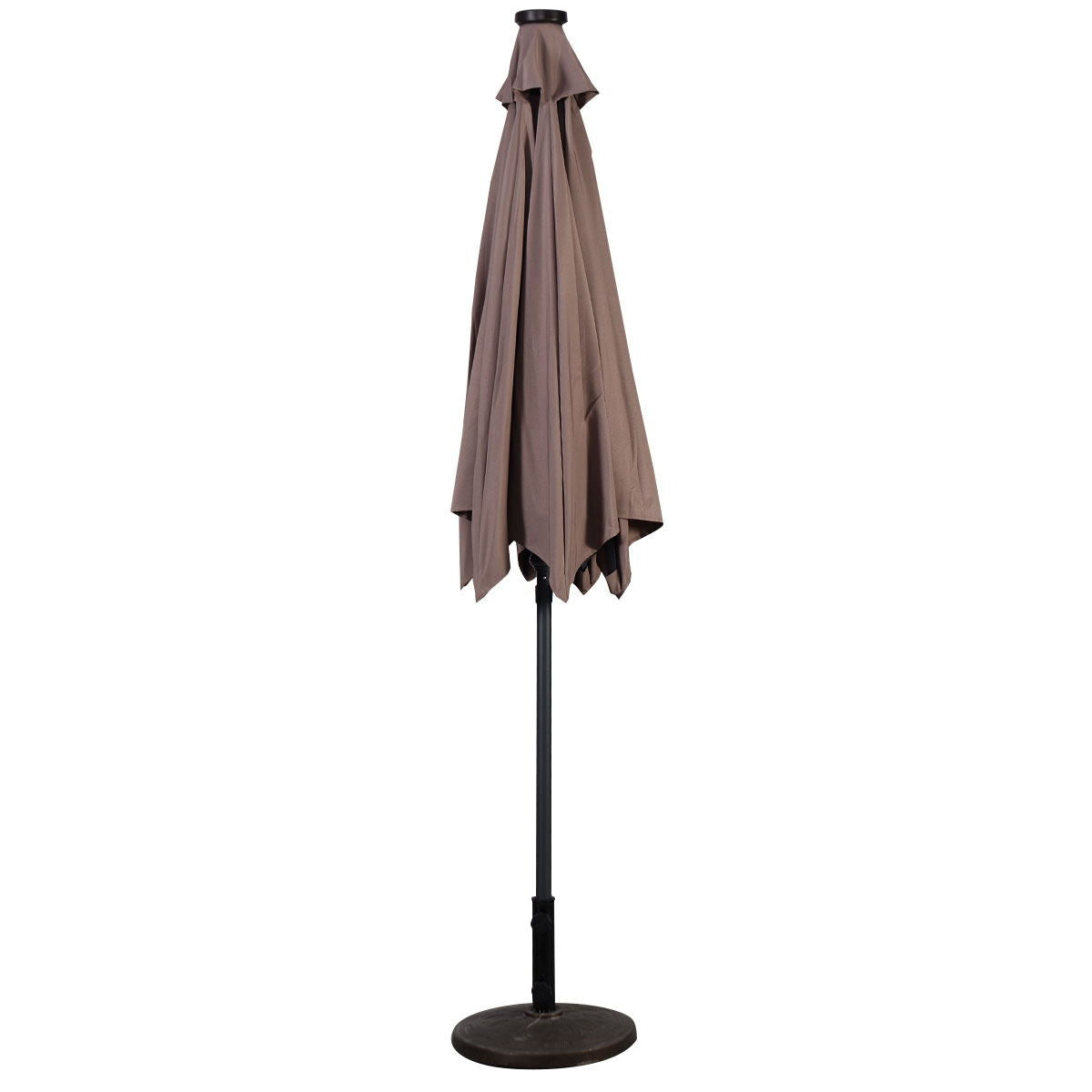 9' Solar LED Lighted Patio Market Umbrella Tilt Adjustment Crank Lift -Tan Kids Crystal