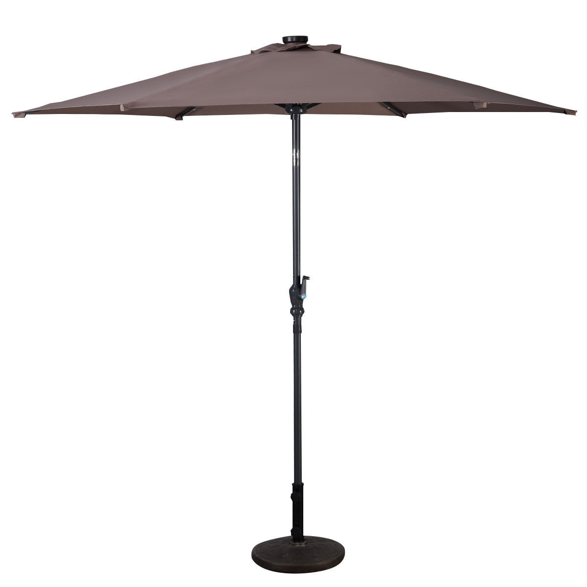 9' Solar LED Lighted Patio Market Umbrella Tilt Adjustment Crank Lift -Tan Kids Crystal