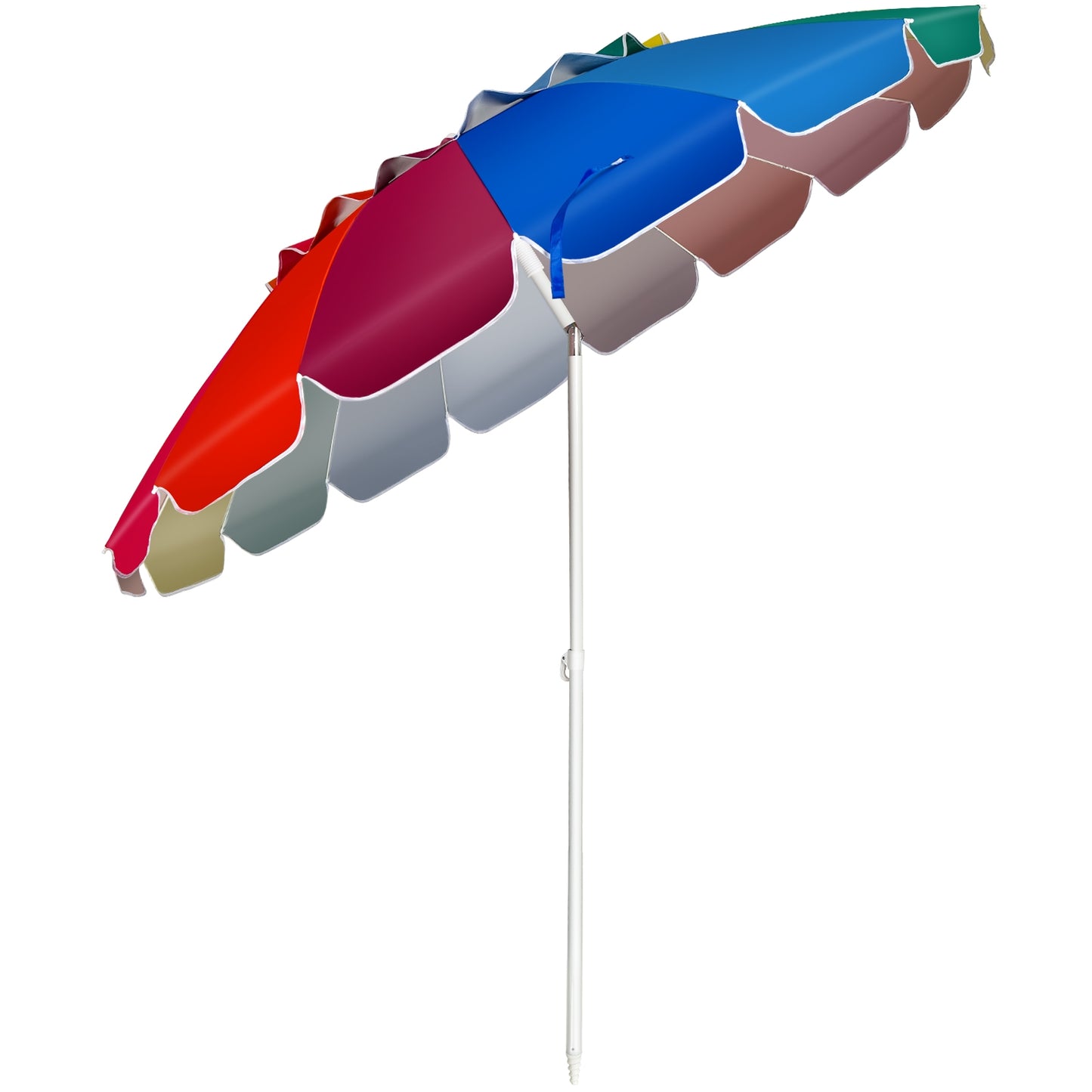 8FT Portable Beach Umbrella with Sand Anchor and Tilt Mechanism for Garden and Patio-Multicolor Kids Crystal