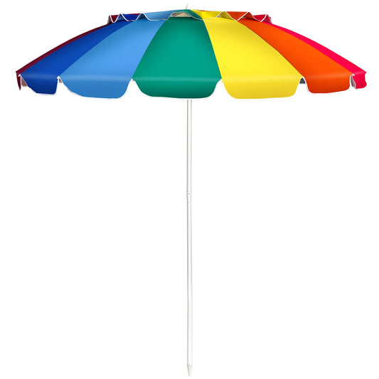 8FT Portable Beach Umbrella with Sand Anchor and Tilt Mechanism for Garden and Patio-Multicolor Kids Crystal