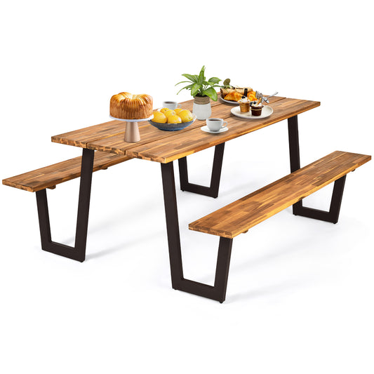 Patented 70 Inch Dining Table Set with Seats and Umbrella Hole Kids Crystal