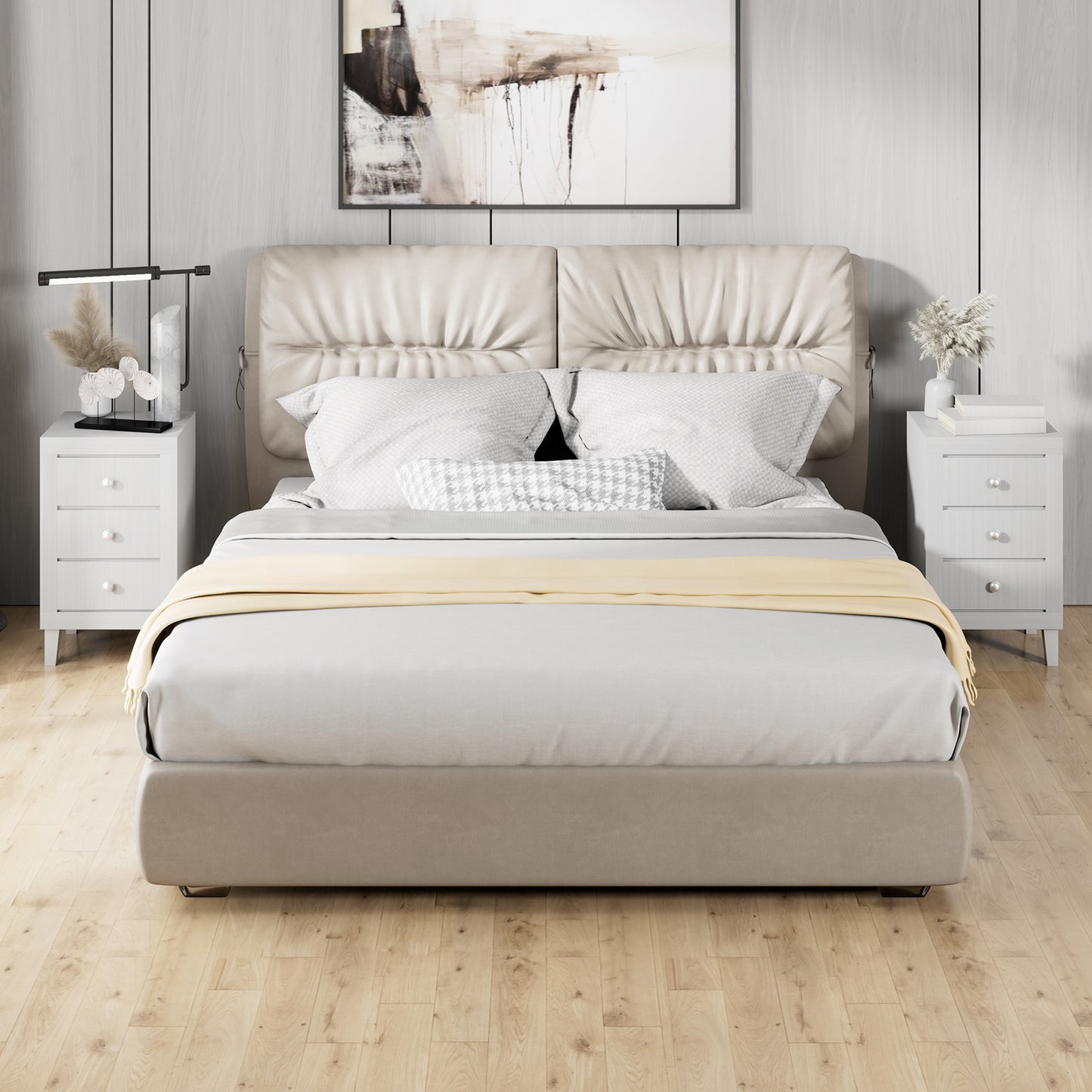 Modern Nightstand with 3 Drawers for Bedroom Living Room-White Kids Crystal